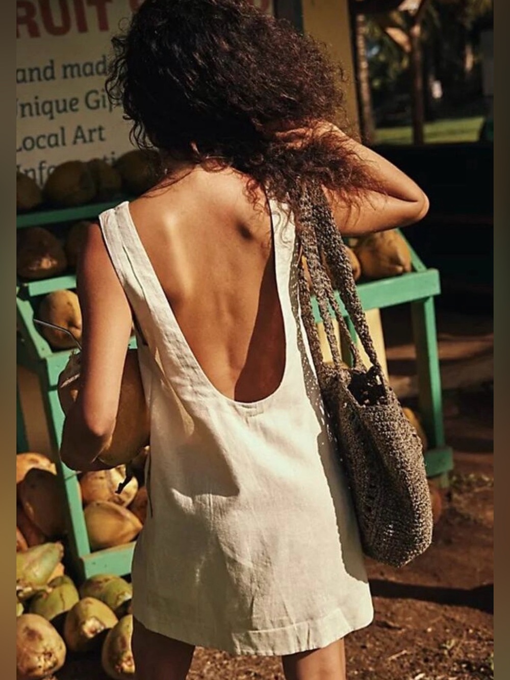 Free People free-est Full of Sunshine Cotton Linen Mini Dress M Pockets - Picture 2 of 5